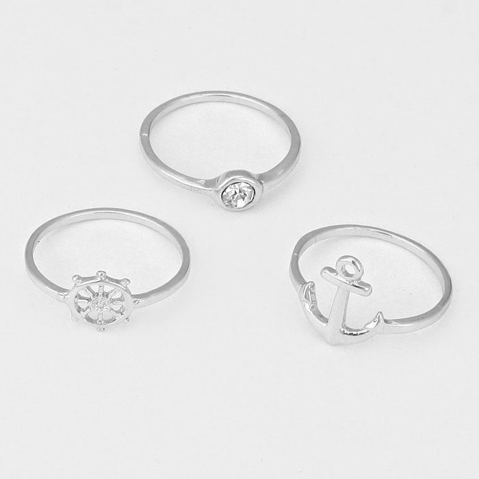 iLLASPARKZ 3-PCS Anchor Midi Ring Set