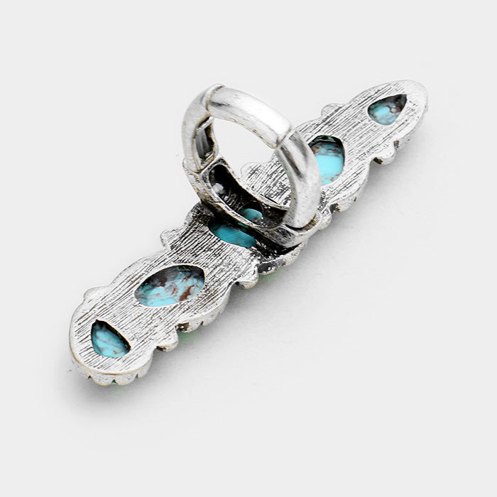 iLLASPARKZ Wide Turquoise Cluster Detail Stretch Ring