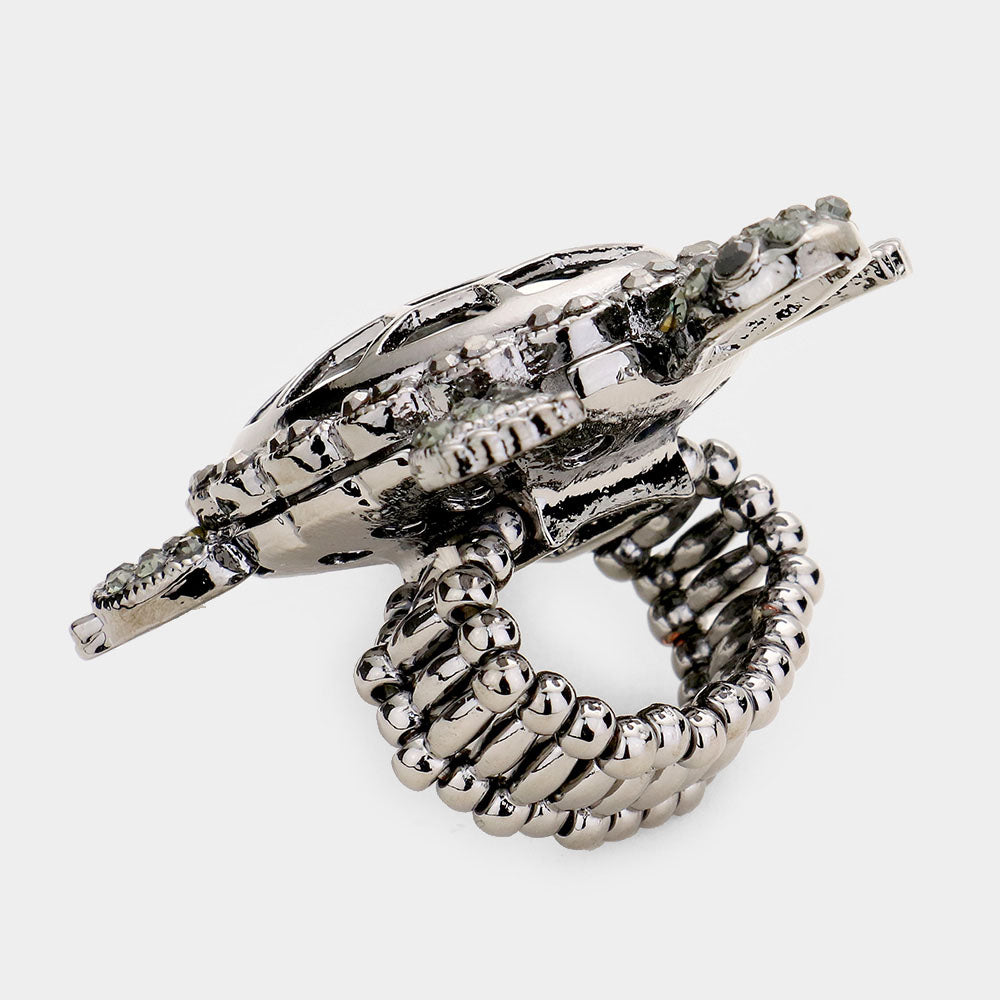 iLLASPARKZ Crystal Rhinestone Pave Turtle Stretch Ring