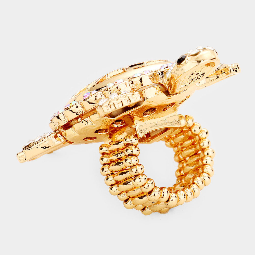 iLLASPARKZ Crystal Rhinestone Pave Turtle Stretch Ring