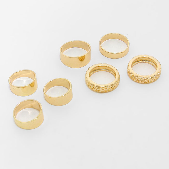 iLLASPARKZ Multi-Pieces Textured Metal Mid Ring Set