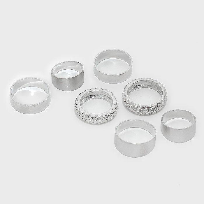 iLLASPARKZ Multi-Pieces Textured Metal Mid Ring Set