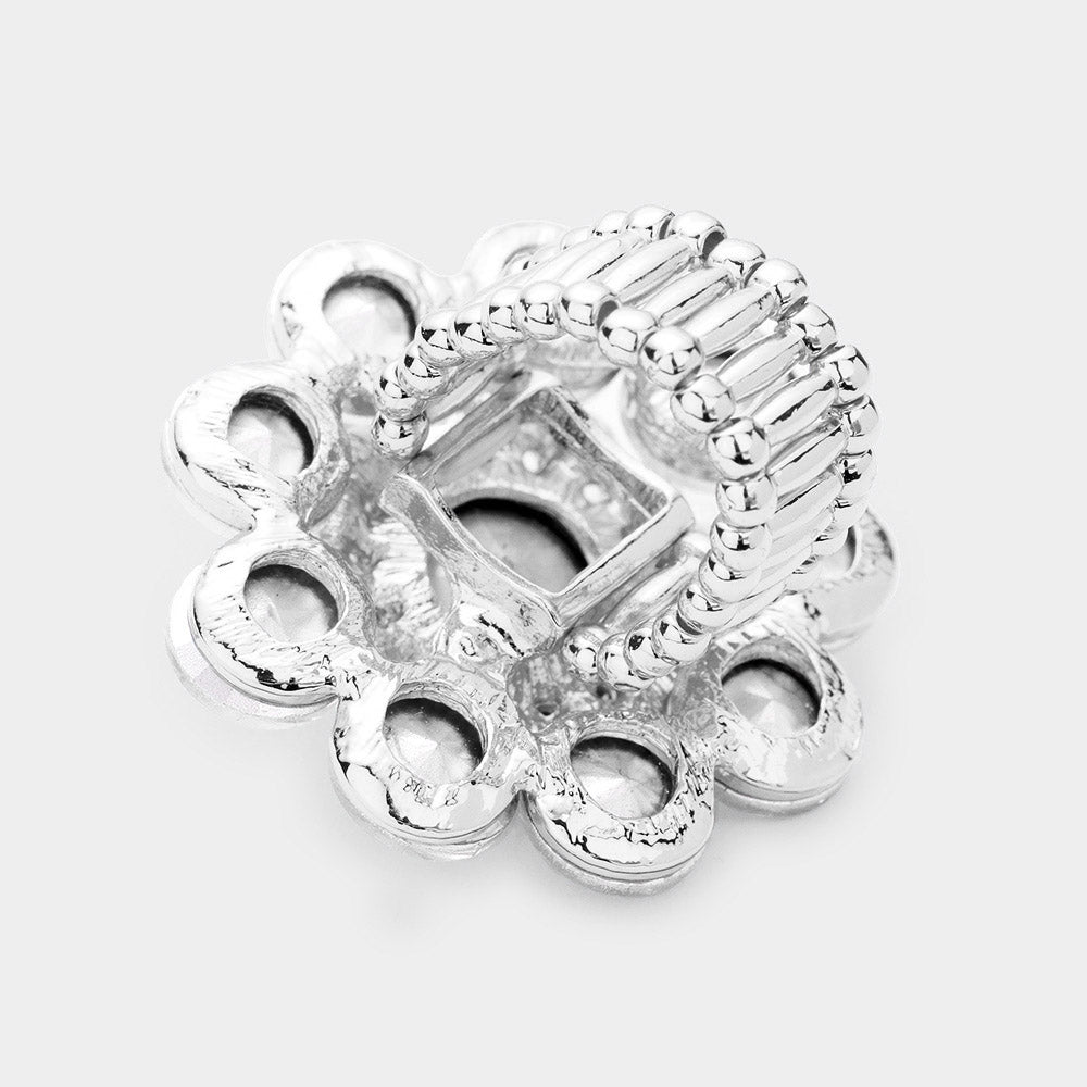 iLLASPARKZ Round Crystal Flower Stretch Ring