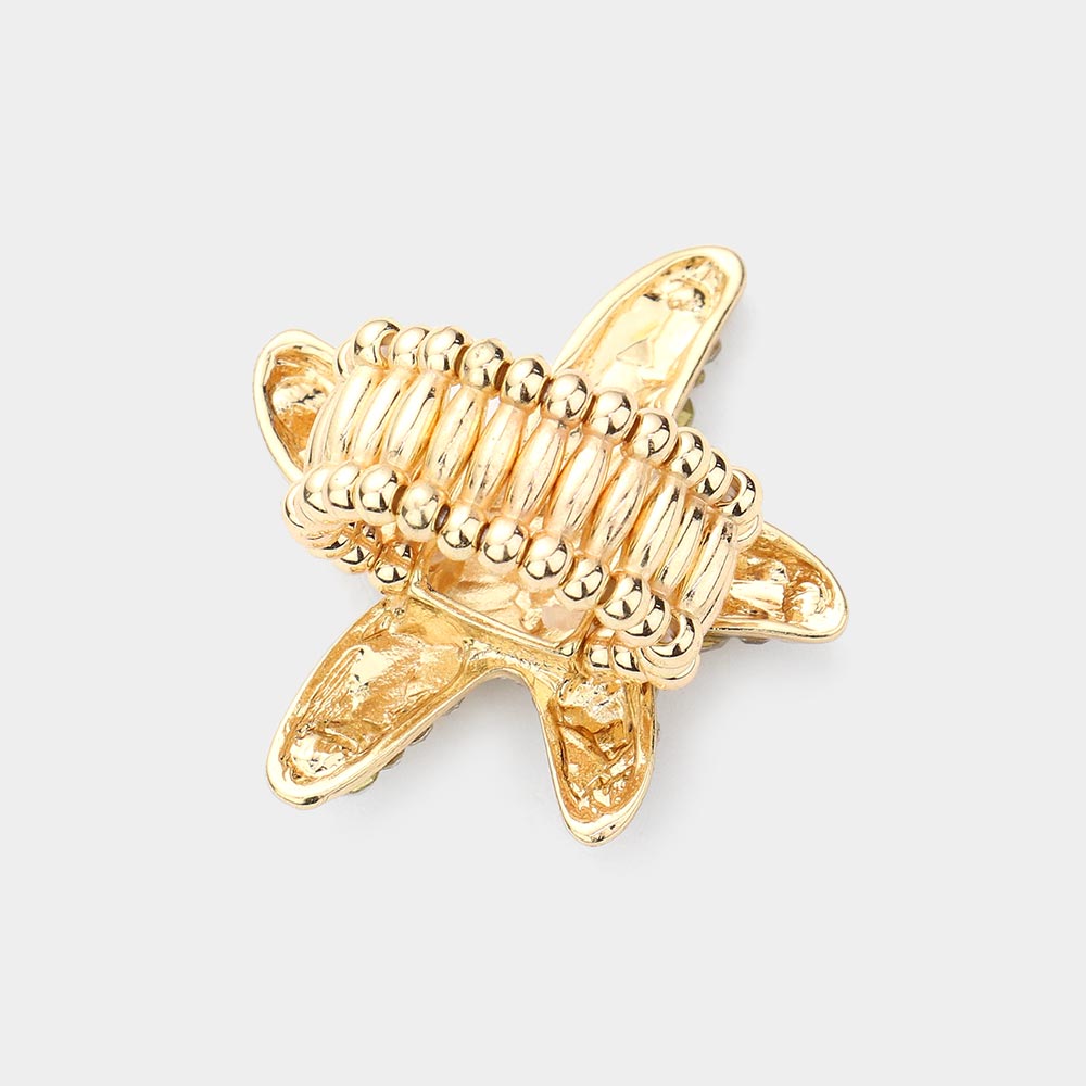 iLLASPARKZ Bubble Stone Embellished Metal Starfish Stretch Ring