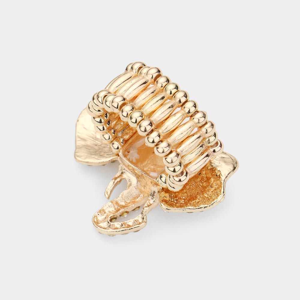 iLLASPARKZ Stone Embellished Metal Elephant Stretch Ring