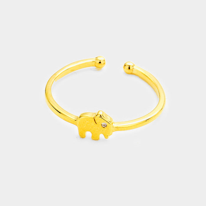 iLLASPARKZ SECRET BOX_14K Gold Dipped CZ Elephant Ring