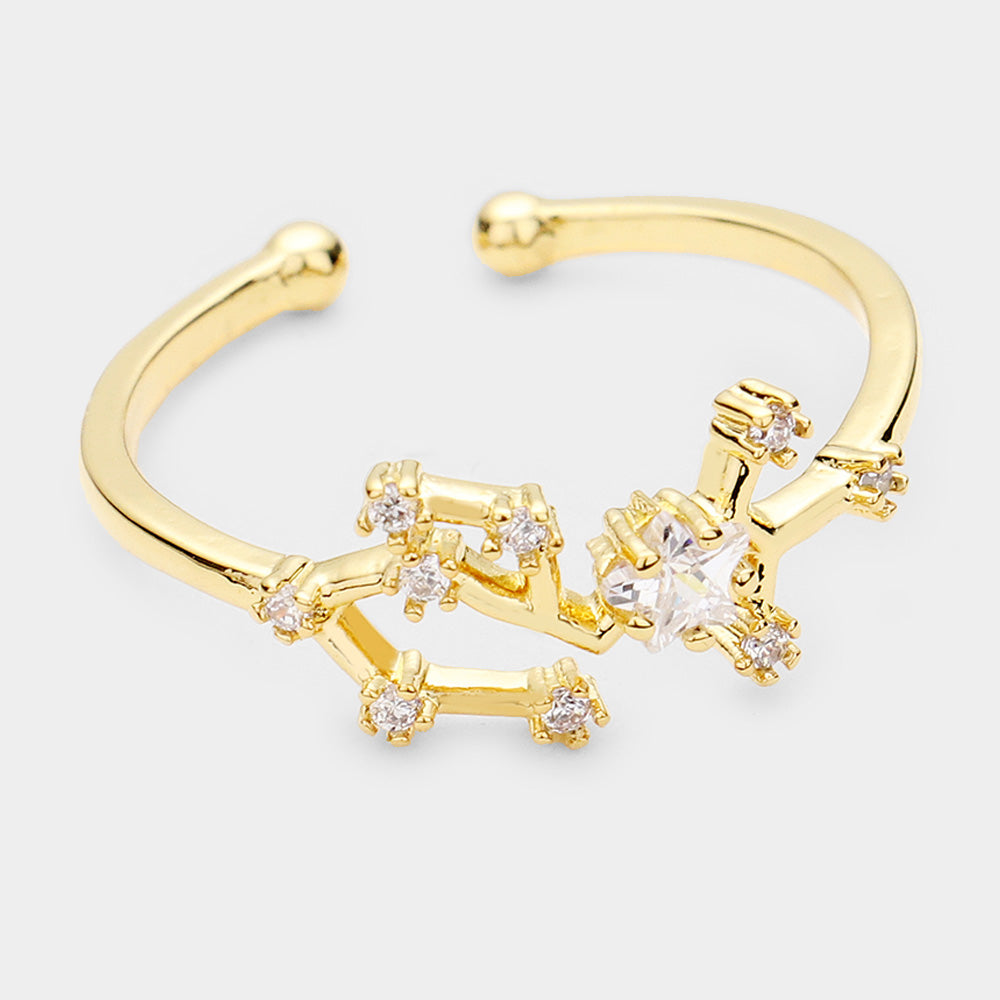 iLLASPARKZ SECRET BOX _ 14K GOLD DIPPED CZ ZODIAC SIGN SAGITTARIUS RING