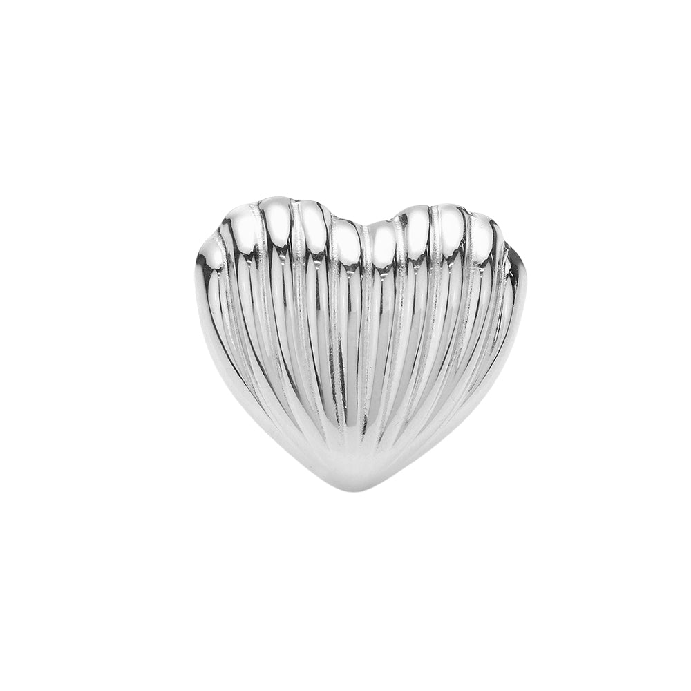 iLLASPARKZ Stainless Steel Ribbed Heart Adjustable Ring