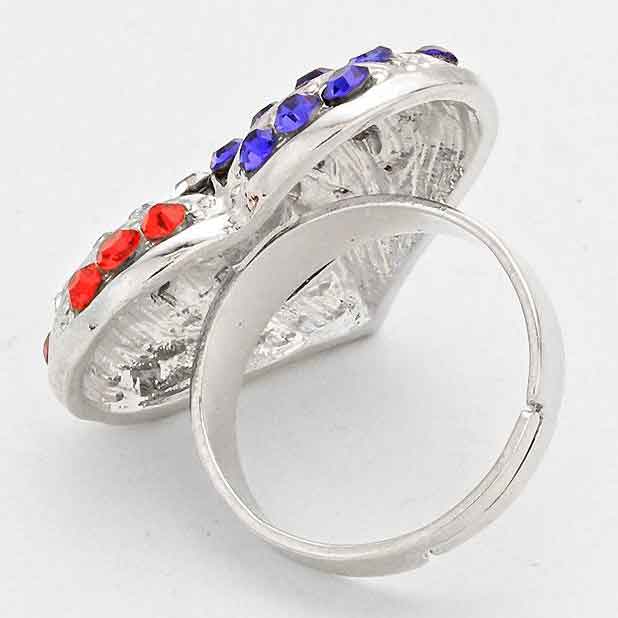 iLLASPARKZ Crystal rhinestone American flag heart ring