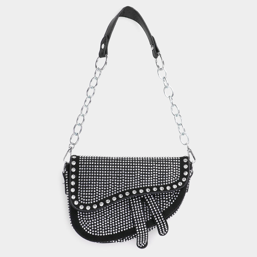 iLLASPARKZ Studded Mini Saddle Crossbody Shoulder Bag