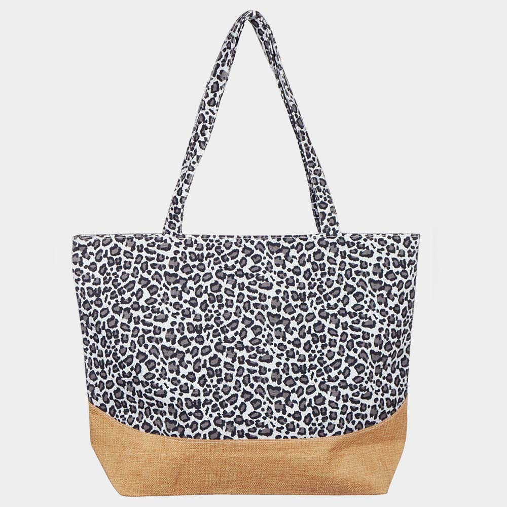 iLLASPARKZ Leopard Print Jute Tote Bag