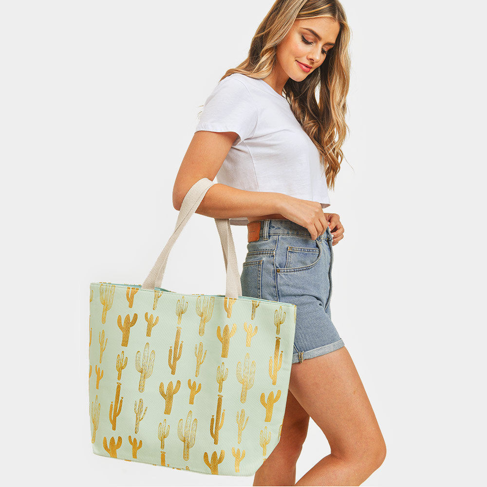 iLLASPARKZ Cactus Foil Beach Bag