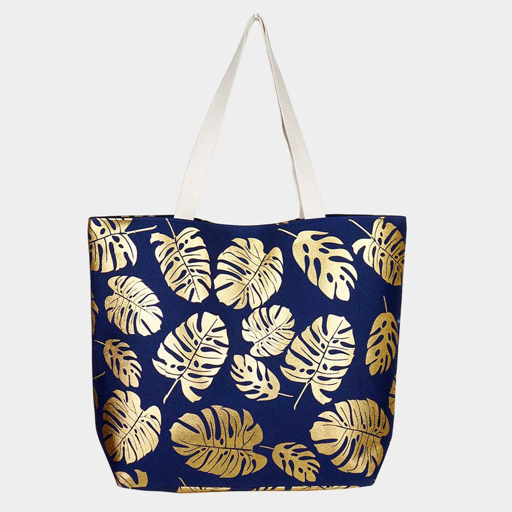 iLLASPARKZ Tropical Leaves Foil Beach Bag