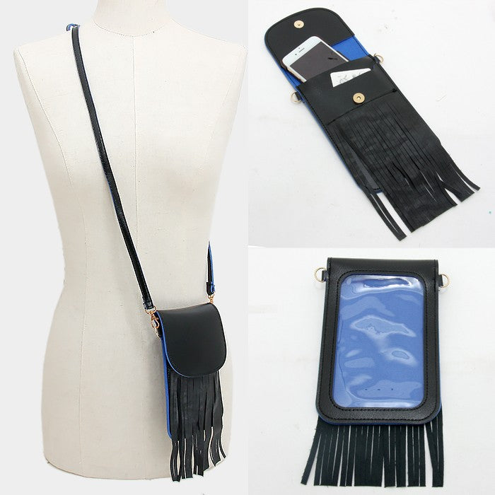 iLLASPARKZ Long fringe cellphone pouch crossbody bag with strap