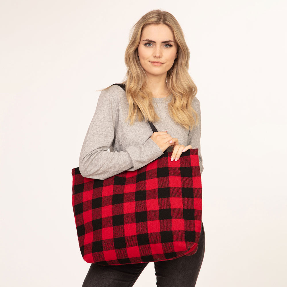 iLLASPARKZ Buffalo Plaid Check Tote Bag