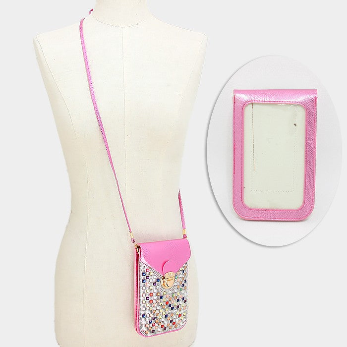 iLLASPARKZ Crystal studded cellphone pouch crossbody bag with strap