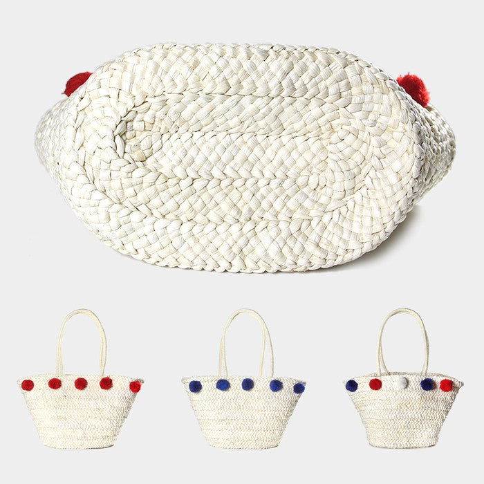 iLLASPARKZ Pom pom straw beach bag