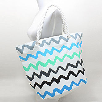 iLLASPARKZ Ocean Tone Chevron Tote Bag