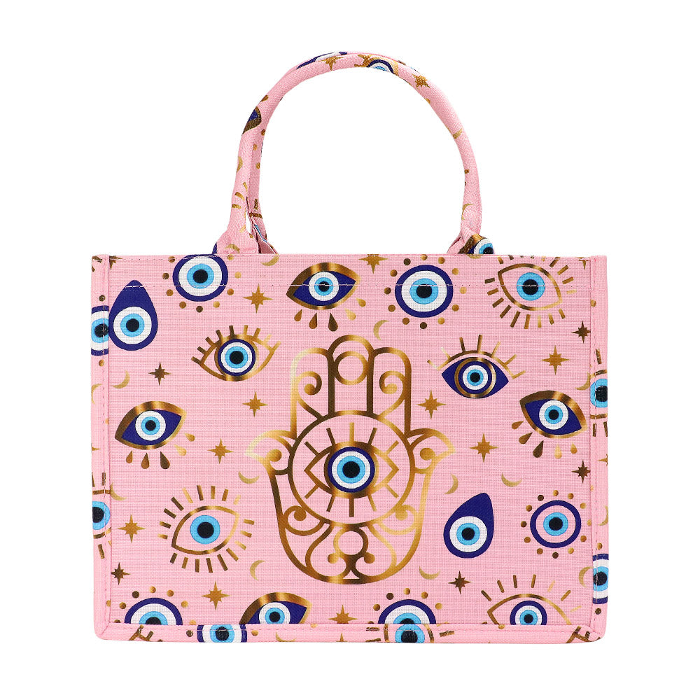 iLLASPARKZ Evil Eye Hamsa Hand Printed Tote Bag