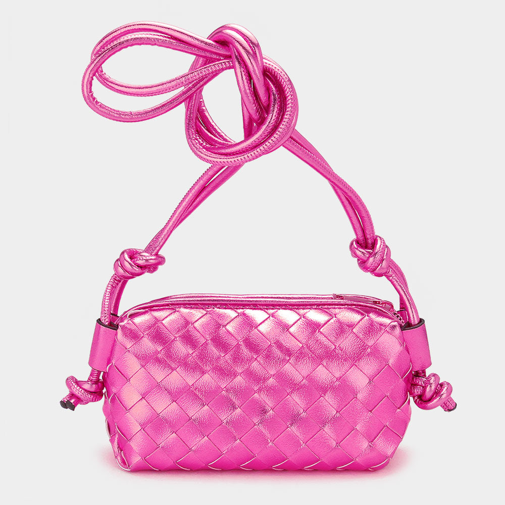 iLLASPARKZ Metallic Faux Leather Weaved Crossbody Bag