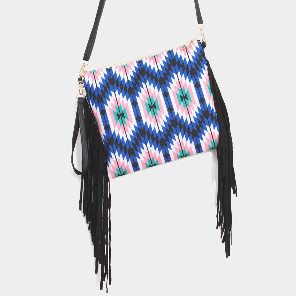 iLLASPARKZ Aztec Print Tassel Wristlet Clutch / Crossbody Bag