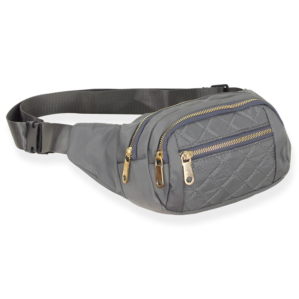 iLLASPARKZ Quilted Multi Pocket Sling Bag / Fanny Pack / Belt Bag