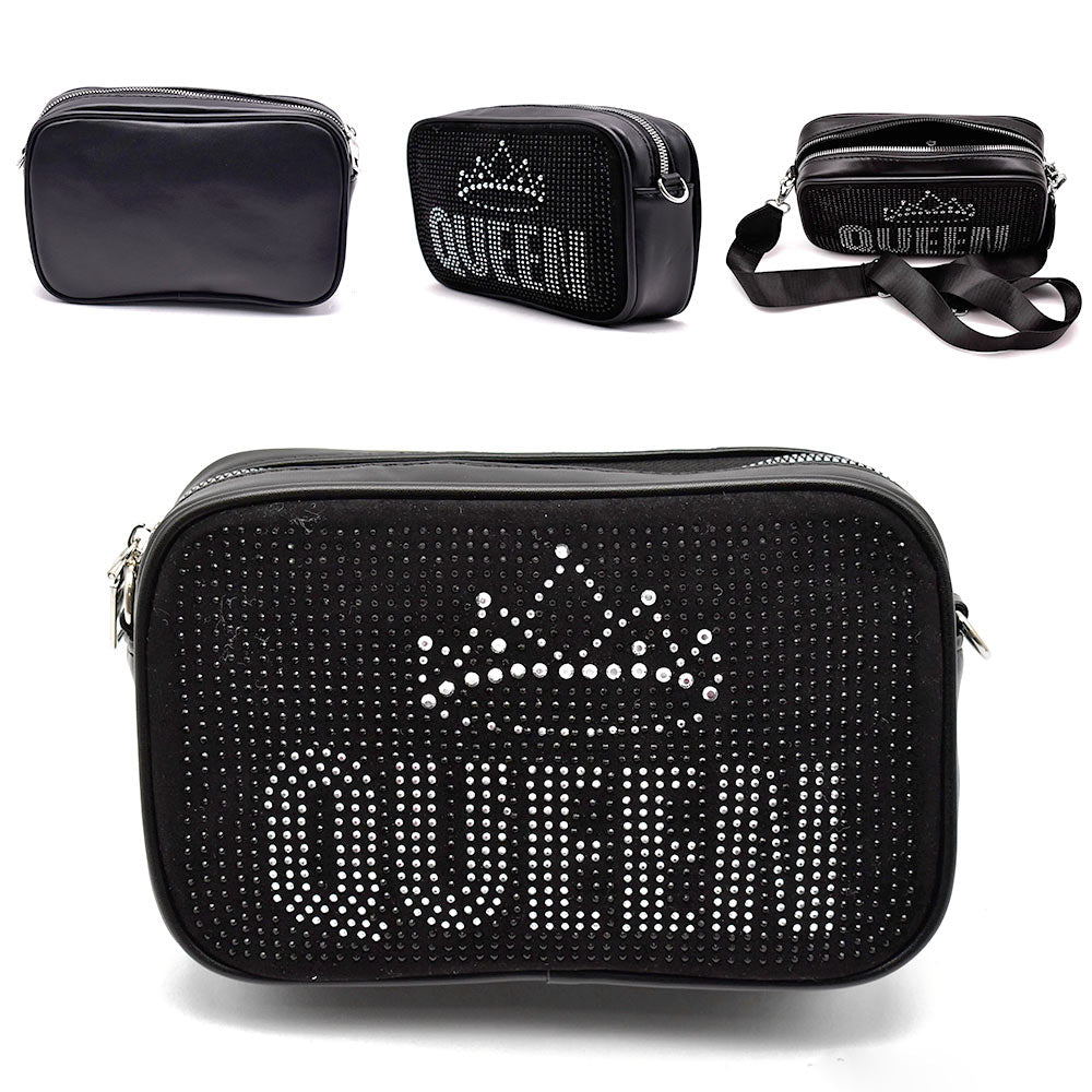 iLLASPARKZ Crown Queen Message Faux Leather Rectangle Crossbody Bag