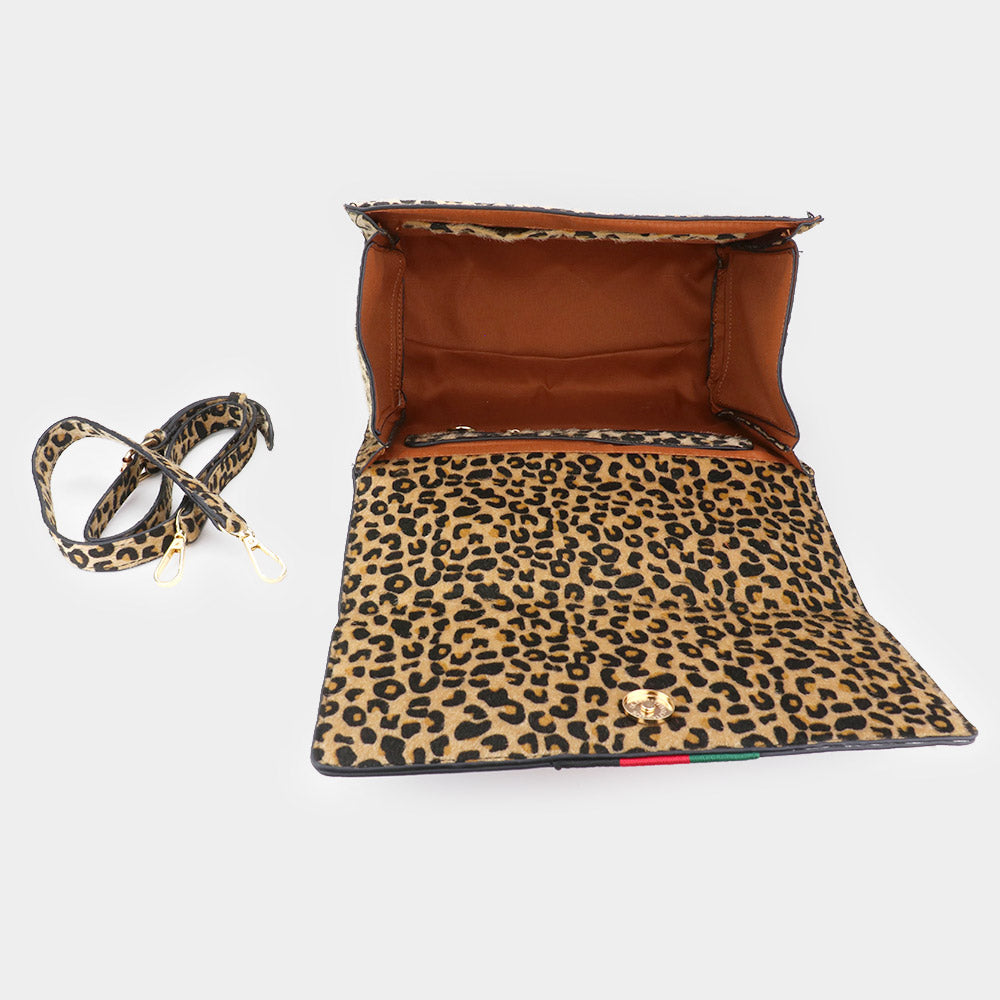 iLLASPARKZ 2PCS - Honey Bee Accented Color Block Leopard Patterned Tote Bag Wallet Set