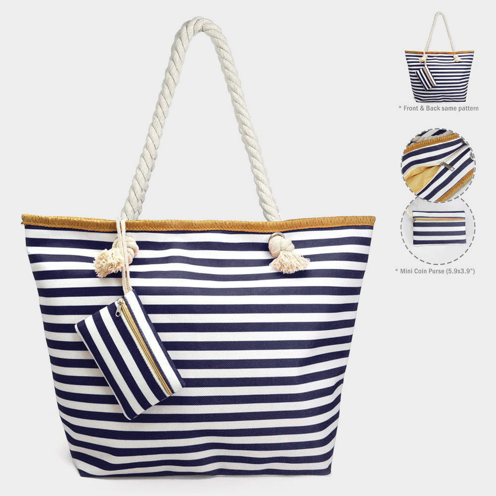 iLLASPARKZ Stripe Print Beach Tote Bag