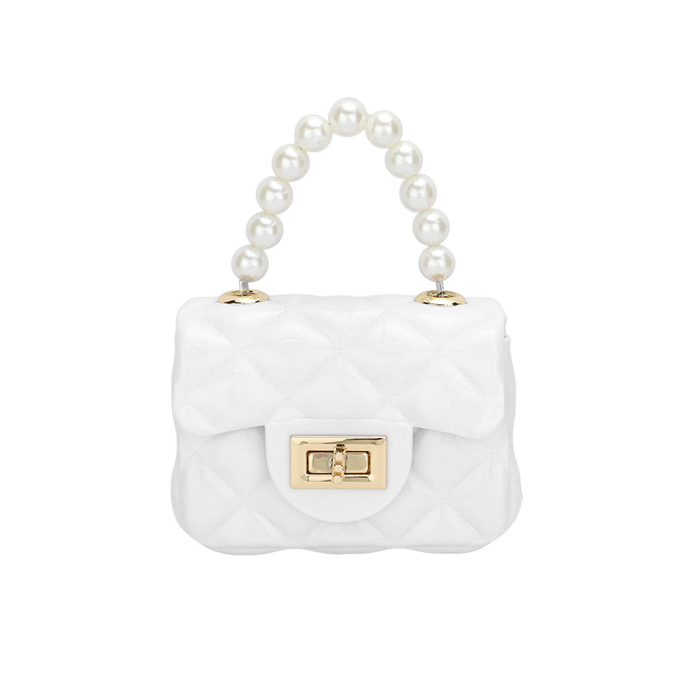 iLLASPARKZ Pearl Top Handle Jelly Mini Flap Purse / Crossbody Bag