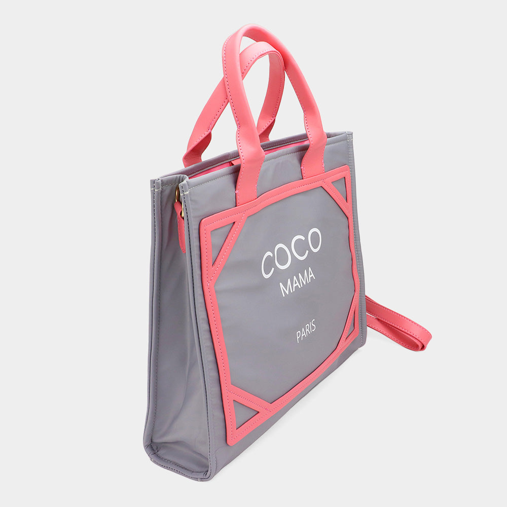 iLLASPARKZ COCO MAMA Message Pointed Fabric Tote Bag / Crossbody Bag