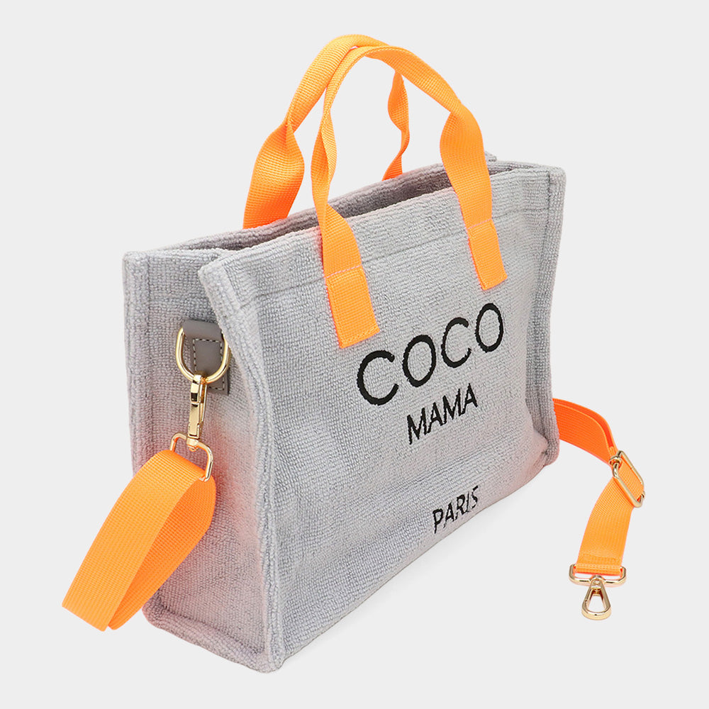 iLLASPARKZ COCO MAMA Message Pointed Terry Small Tote Bag / Crossbody Bag