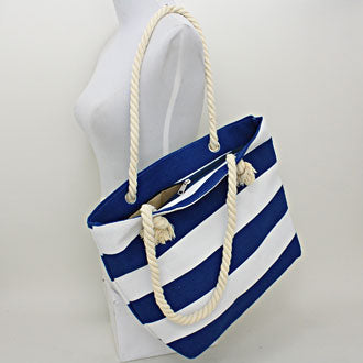 iLLASPARKZ Large Canvas Striped Tote Beach Bag