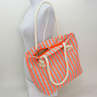 iLLASPARKZ Large Cotton Neon Striped Tote Bag