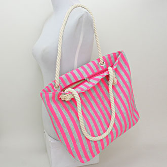 iLLASPARKZ Large Cotton Neon Striped Tote Bag