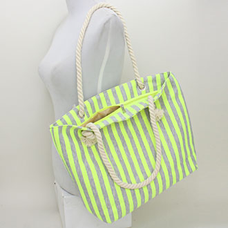 iLLASPARKZ Large Cotton Neon Striped Tote Bag