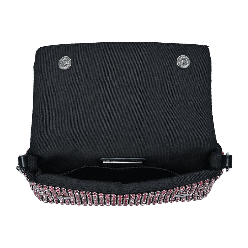 iLLASPARKZ Round Stone Embellished Crossbody Bag