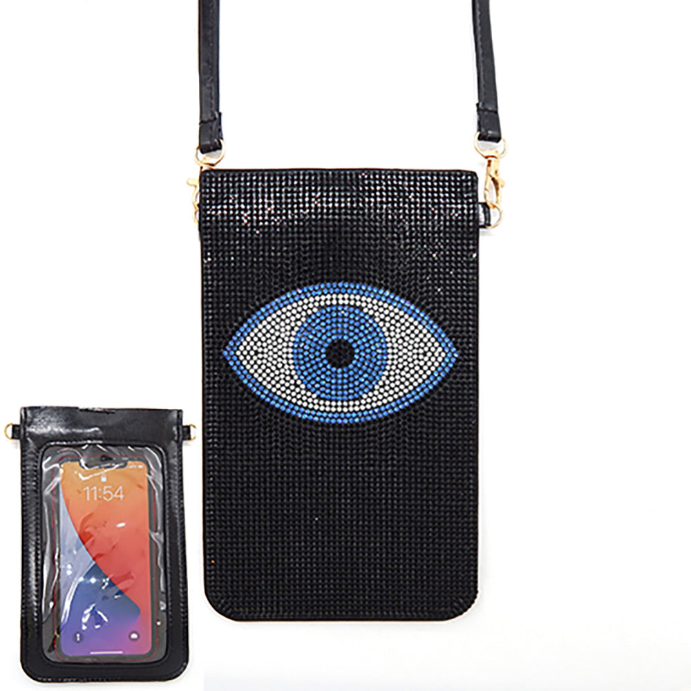 iLLASPARKZ Bling Evil Eye Accented Transparent Phone Case Crossbody Bag