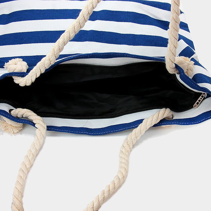 iLLASPARKZ Striped zip tote shoulder beach bag