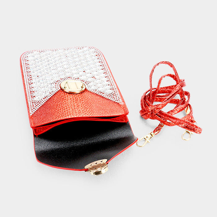 iLLASPARKZ Stone Embellished Faux Leather Mini Crossbody Bag