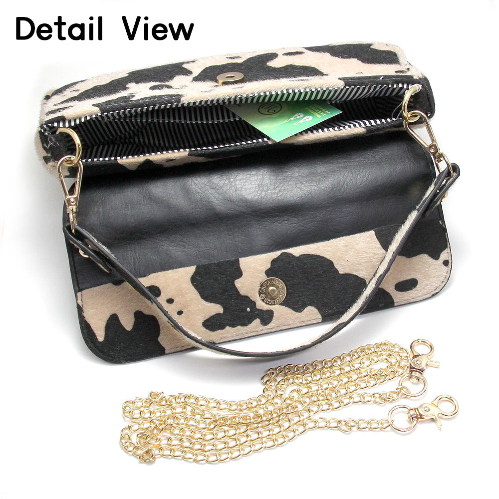 iLLASPARKZ Cow Patterned Faux Leather Shoulder / Crossbody Bag