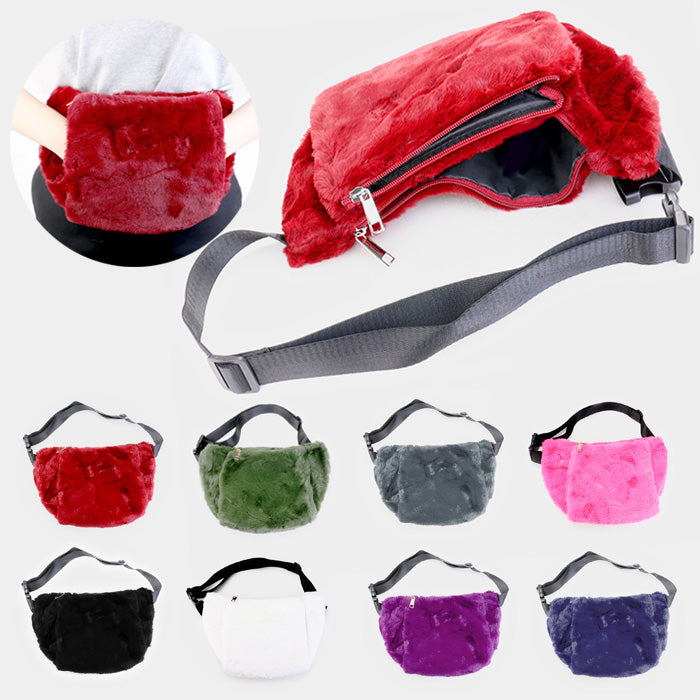 iLLASPARKZ Solid Fluffy Faux Fur Fanny Pack / Hand Warmer