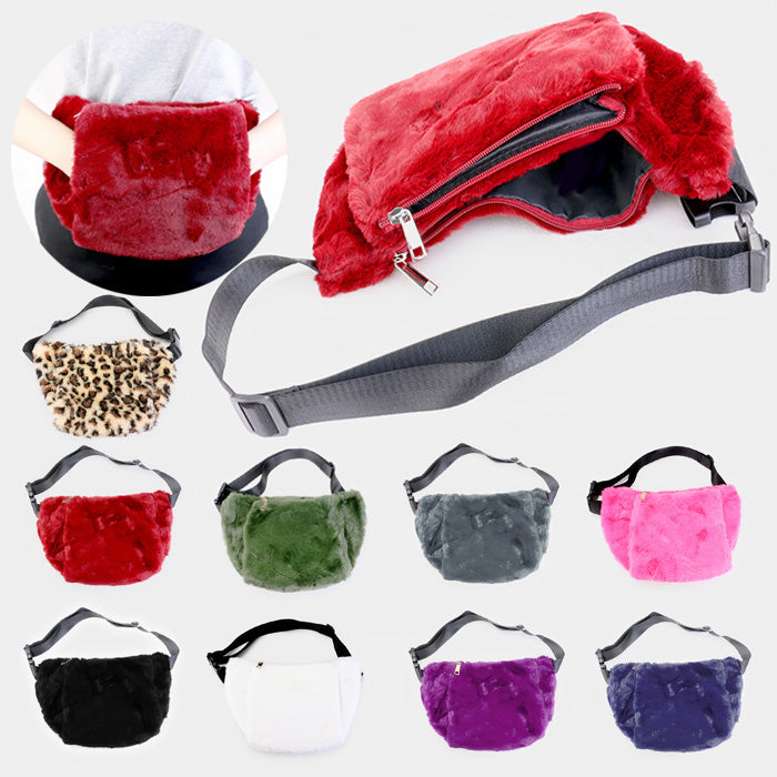 iLLASPARKZ Solid Fluffy Faux Fur Fanny Pack / Hand Warmer