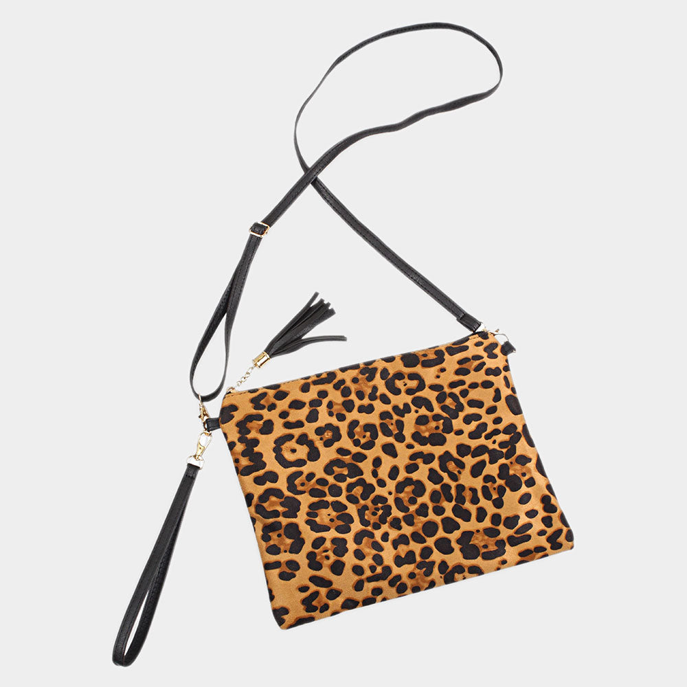 iLLASPARKZ Leopard Print Tassel Crossbody / Clutch Bag