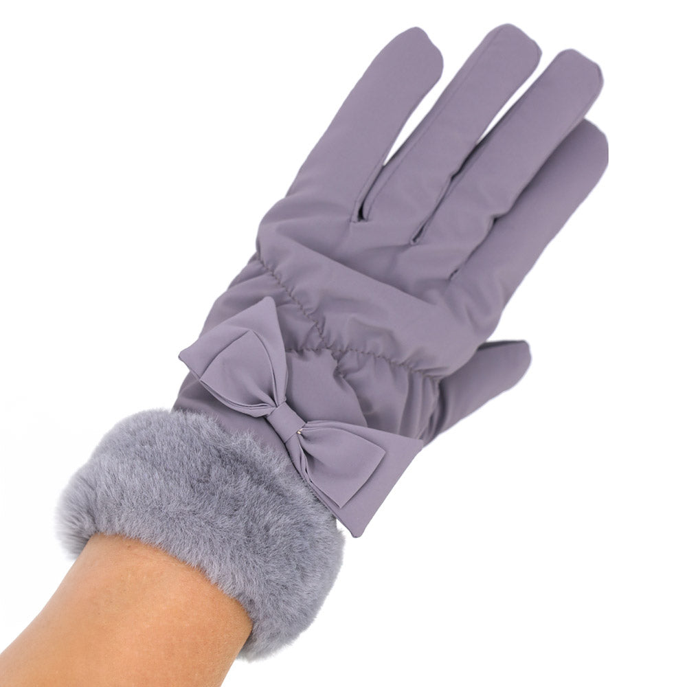 iLLASPARKZ Bow And Faux Fur Cuff Fleece Smart Touch Gloves