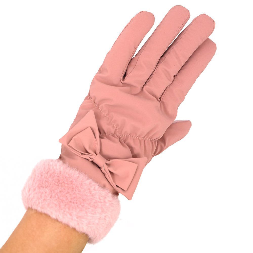 iLLASPARKZ Bow And Faux Fur Cuff Fleece Smart Touch Gloves