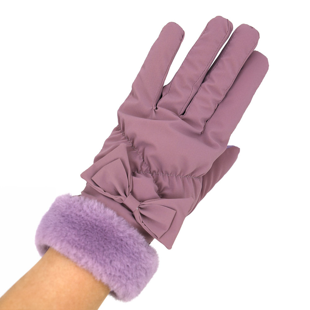 iLLASPARKZ Bow And Faux Fur Cuff Fleece Smart Touch Gloves