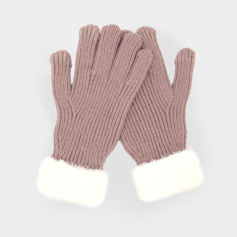 iLLASPARKZ Faux Fur Cuff Smart Touch Knit Gloves