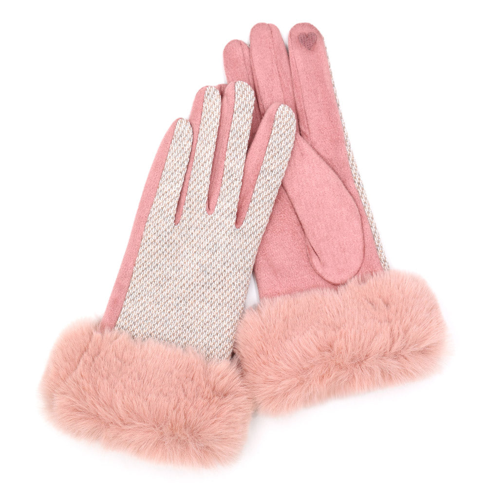 iLLASPARKZ Faux Fur Cuff Mixed Color Smart Touch Gloves