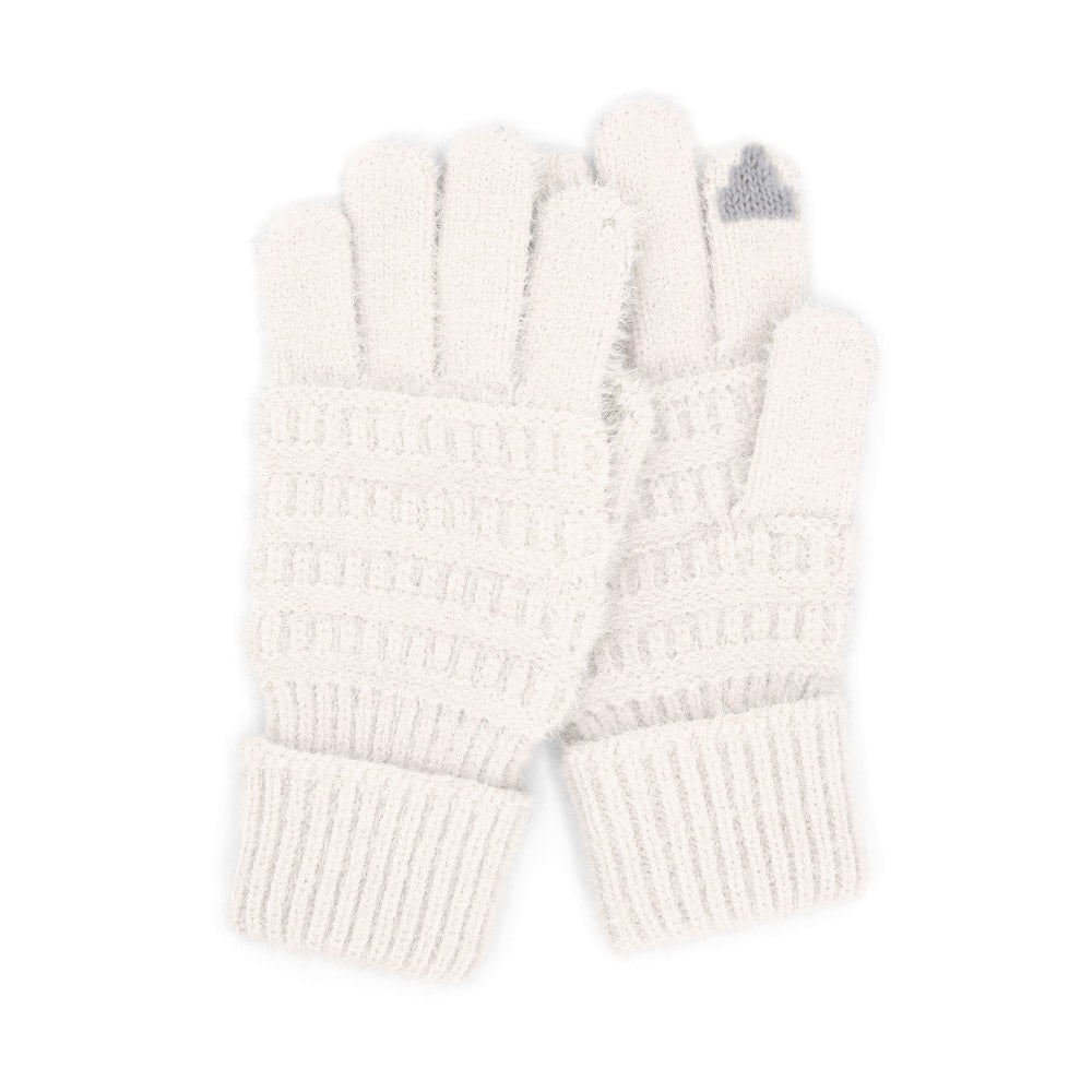 iLLASPARKZ Fuzzy Cable Knit Smart Touch Gloves